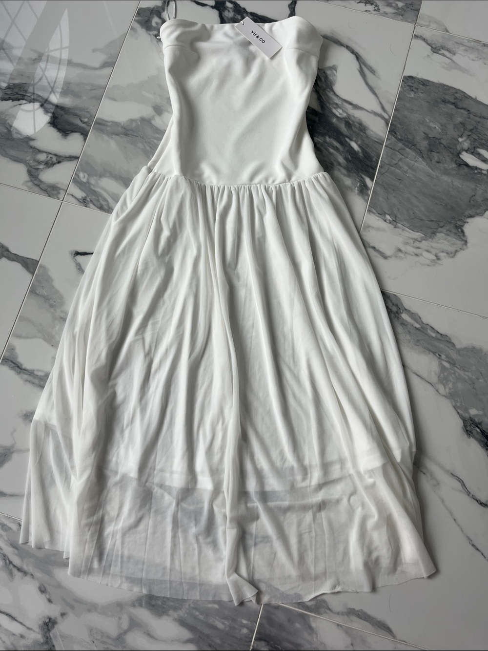 YH and co White Strapless A-Line Maxi Dress